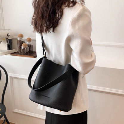 Simple soft leather commuter bucket bag ED0198
