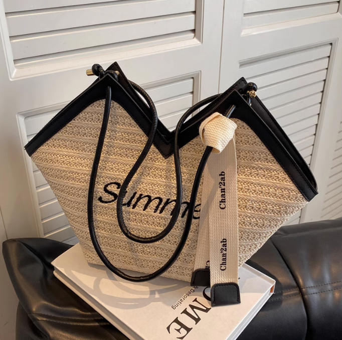 Small versatile straw shoulder bag tote bag ED0446