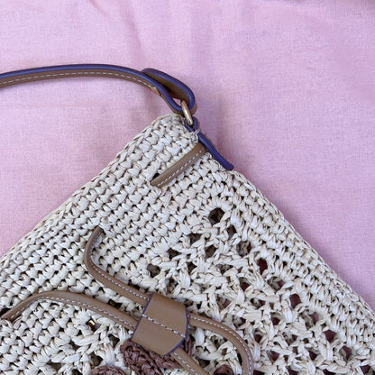 miu bucket bag 20cm beige woven fabric
