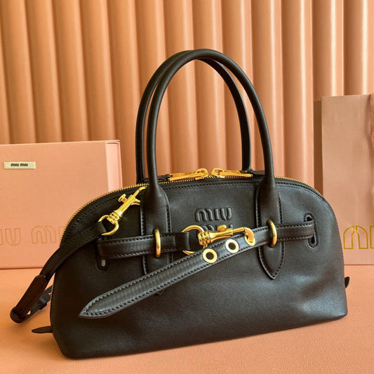 Briarwood Aventure Nappa Leather Top-handle Bag 33cm Black 231059