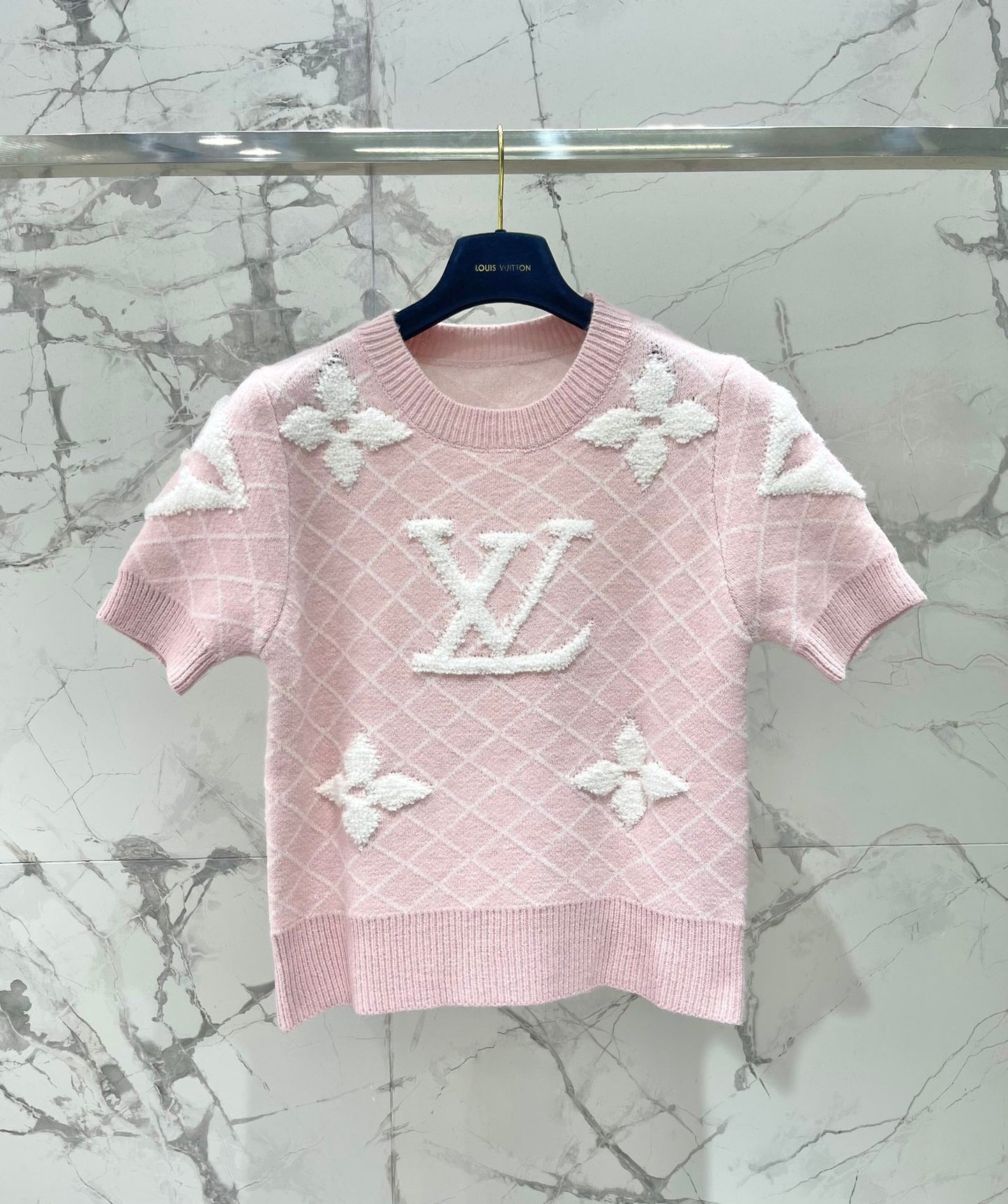 LV Flower T Shirt Pink Polyamide Wool
