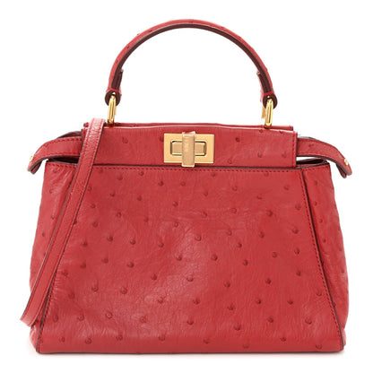 Ostrich Shiny Nappa Mini Peekaboo Iconic Satchel Fragola