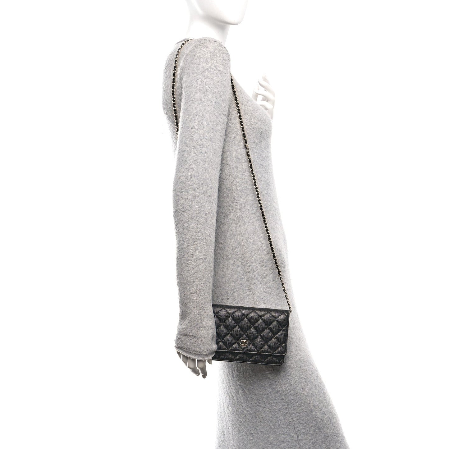 Caviar Quilted Wallet On Chain WOC Black