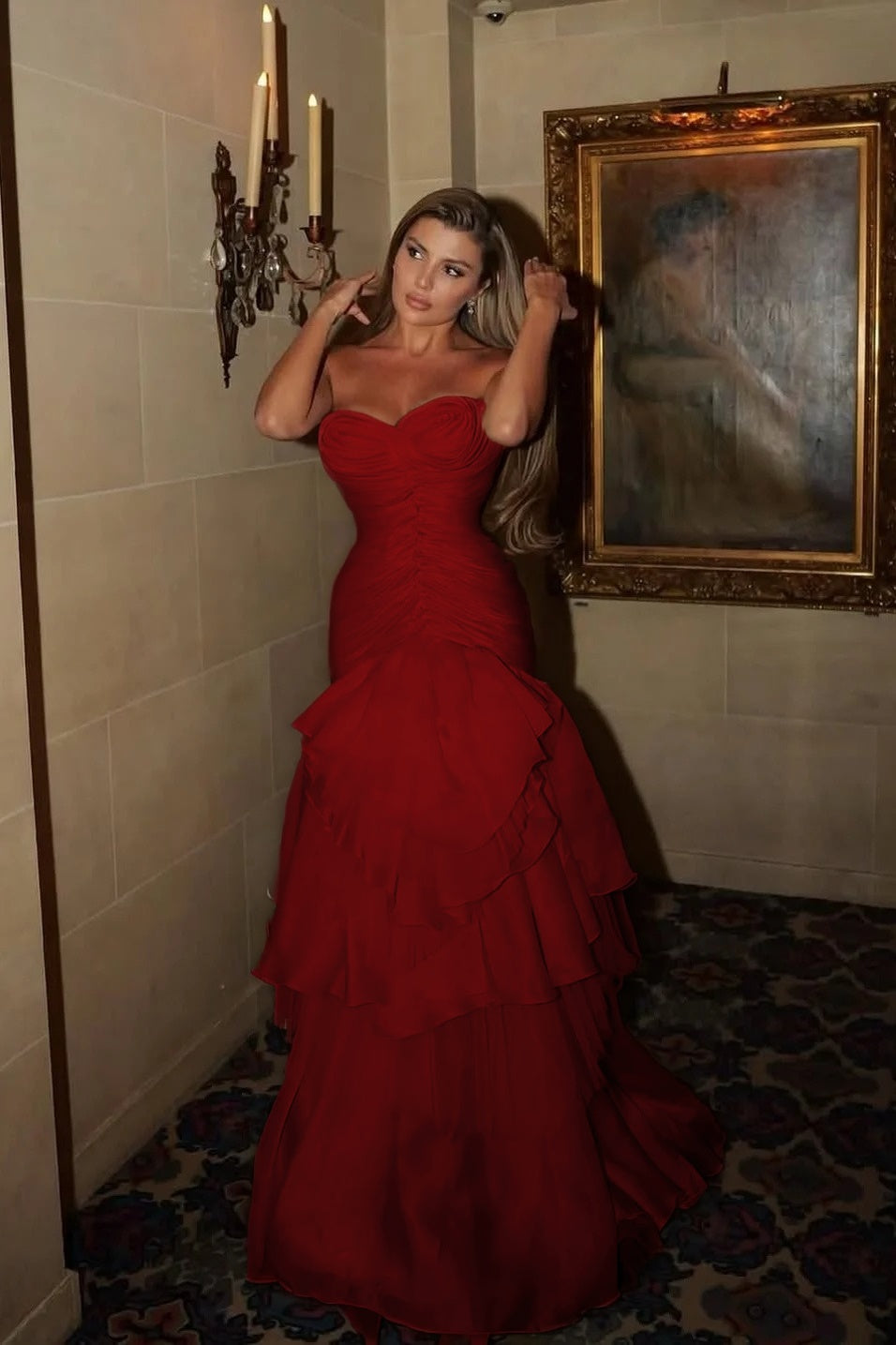 Chic Strapless Sleeveless Sweetheart Prom Dress With Pleated