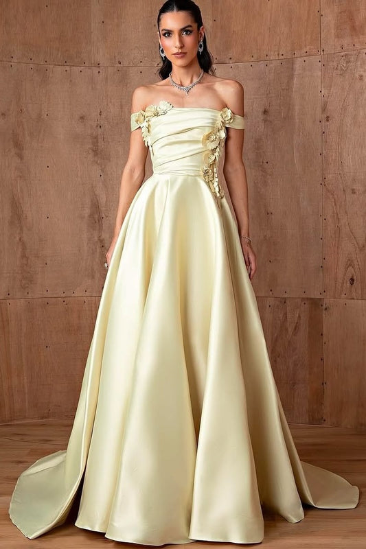 Sleeveless Strapless Off-Shoulders A-Line Prom Dress