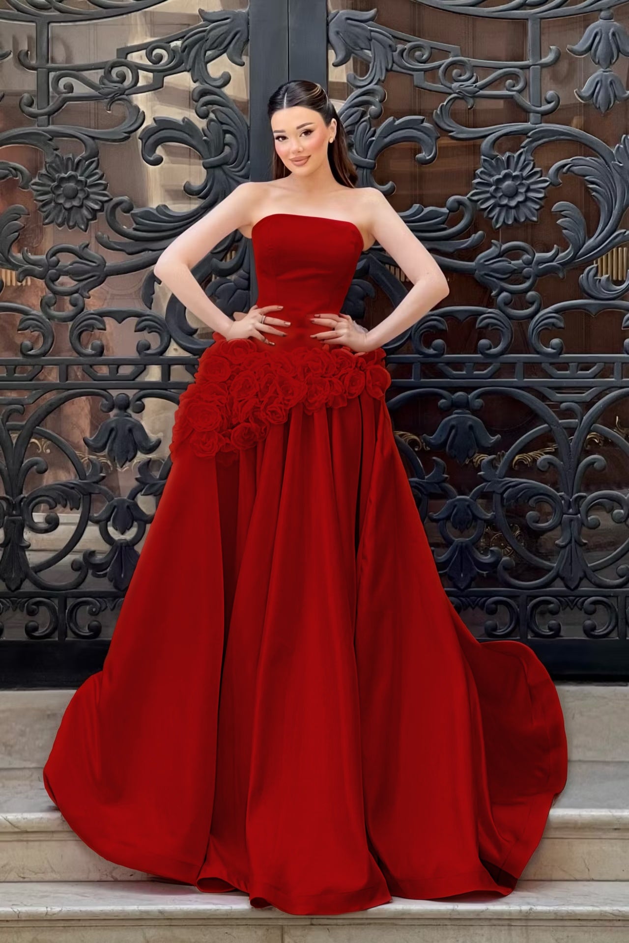 Charming Sleeveless Square A-Line Evening Dress With Handmade Flower