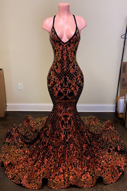 Plunging Neckline Laser Ligh Mermaid Prom Dress Sleeveless Court