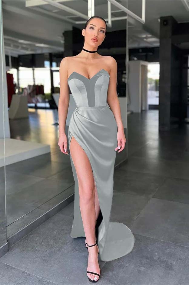 Elegant Sweetheart Mermaid Prom Black Dress With Slit