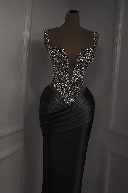 Charming White Satin Spaghetti Strap Sleeveless Pleated Prom Dress with Beadings