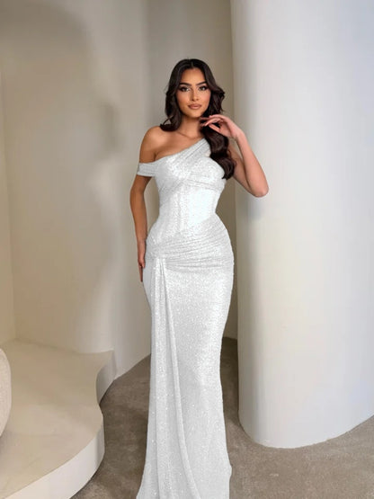 Stunning Sleeveless Sequins Floor Long Mermaid Evening Dress