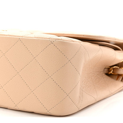Caviar Quilted Jumbo Double Flap Beige Clair