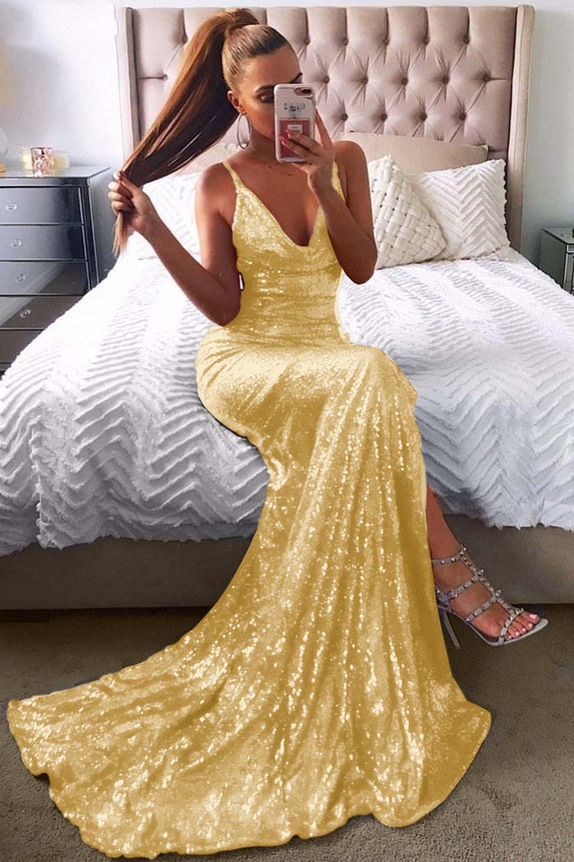 Backless Red Prom Dress With Sequins