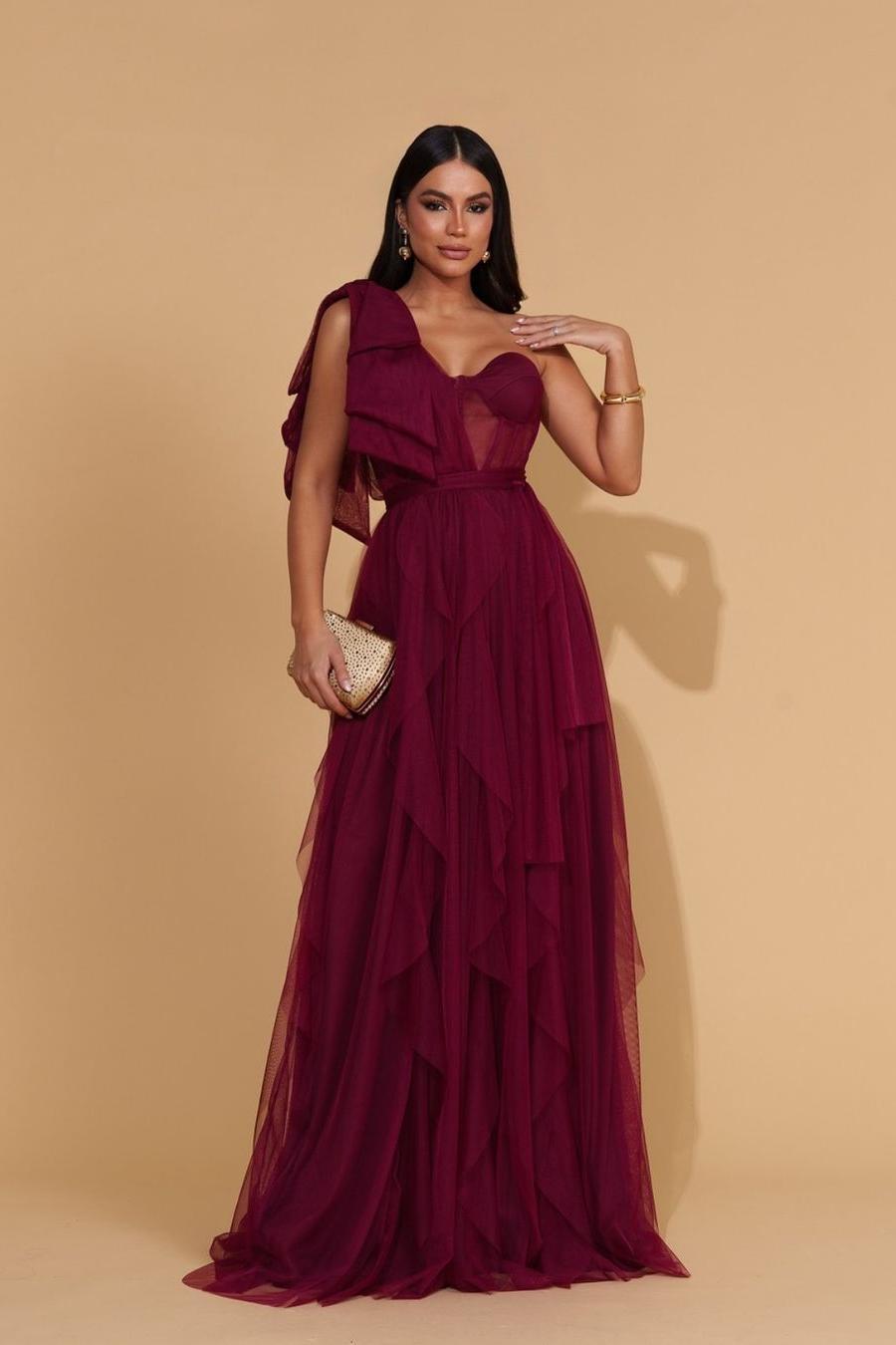 Glamorous Mint Tulle Sleeveless One Shoulder Long Prom Dress with Ruffles
