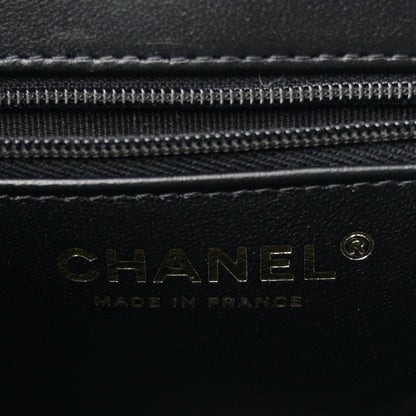 Shiny Aged Calfskin Quilted Nano Kelly Shopper Black