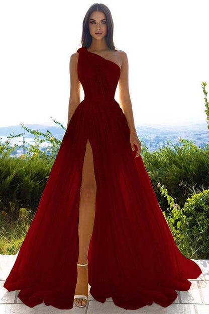 Sequins One Shoulder Prom Dress Daffodil With Front Slit