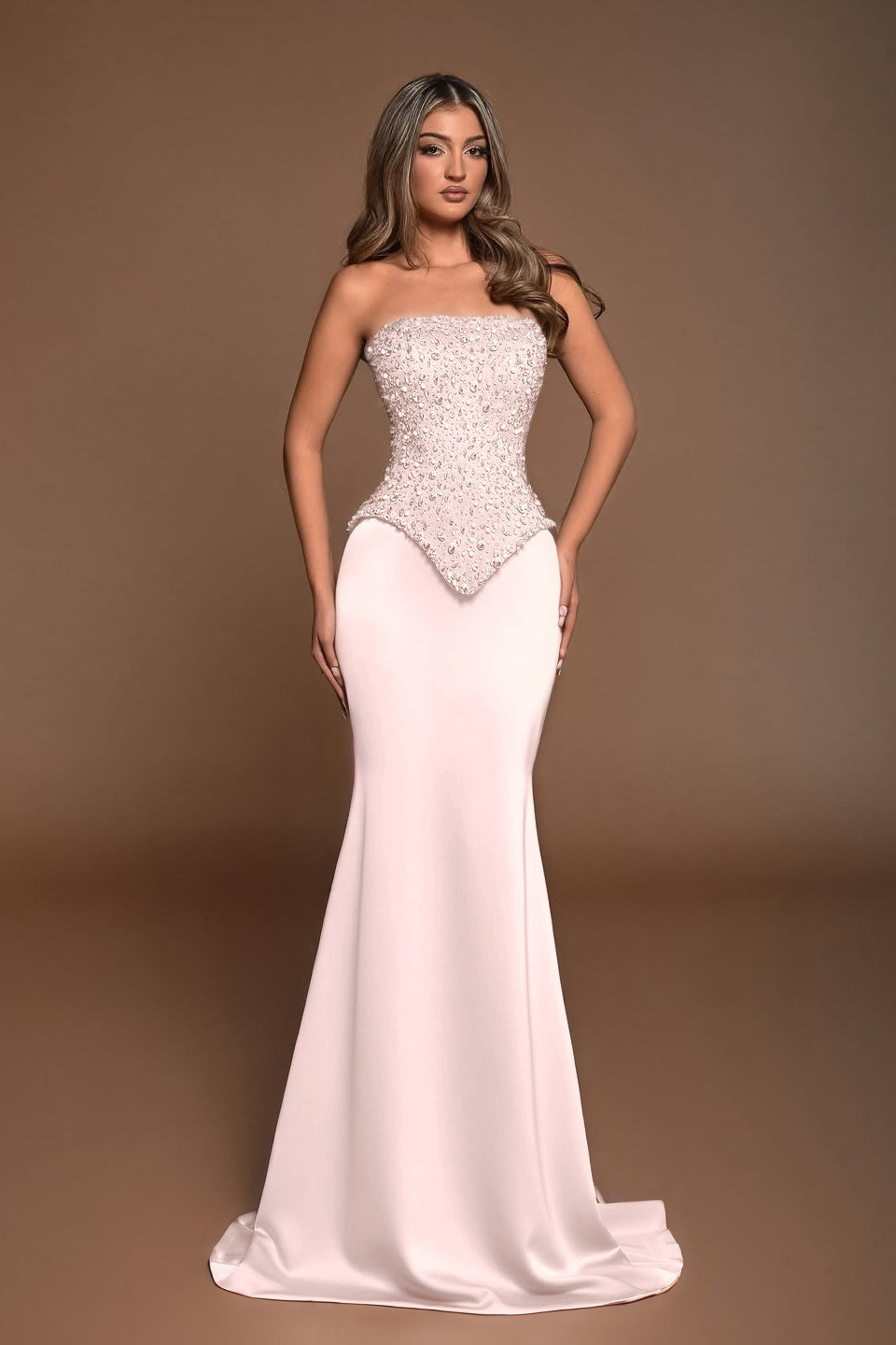 Sleeveless Square Strapless Mermaid Prom Dress With Beads