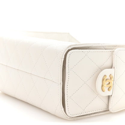 Caviar Quilted Mini Chanel 25 Handbag White
