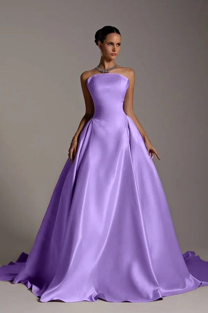 Sleeveless Strapless A-Line Elegant Prom Dress