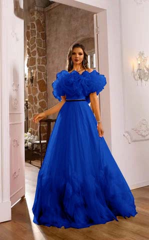Romantic Pink Flower Off-the-shoulder Layered Couture Evening Dress