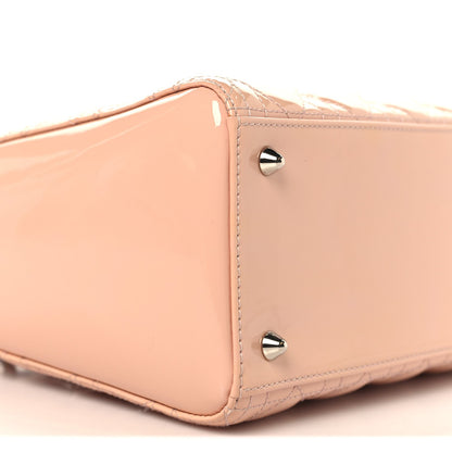 Patent Cannage Medium Lady Dior Rose Clair