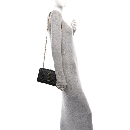 Grain De Poudre Textured Mixed Matelasse Triquilt Small Monogram Satchel Black