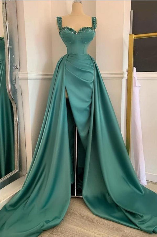 Mermaid Straps Beadings Prom Dress Slit