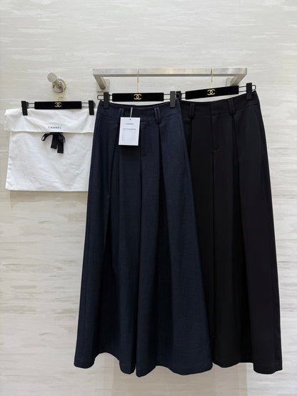 CC Straight-Leg Wide-Leg Trousers Black Cotton 346625