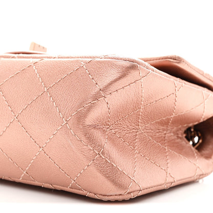 Metallic Grained Calfskin Quilted 2.55 Reissue Mini Flap Copper Pink