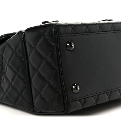 Lambskin Quilted Cockpit Flap Bag Black