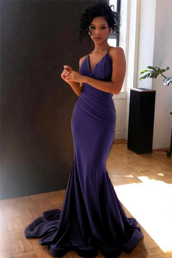Spaghetti-Straps Mermaid Long Evening Gown