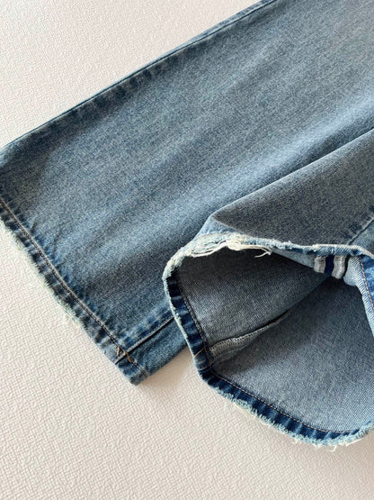 CC Rhinestone Belt Wide-Leg Jeans Blue Denim 351177