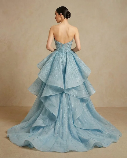 Graceful Sweetheart Sequins Embroidery Mermaid Strapless Evening Dress
