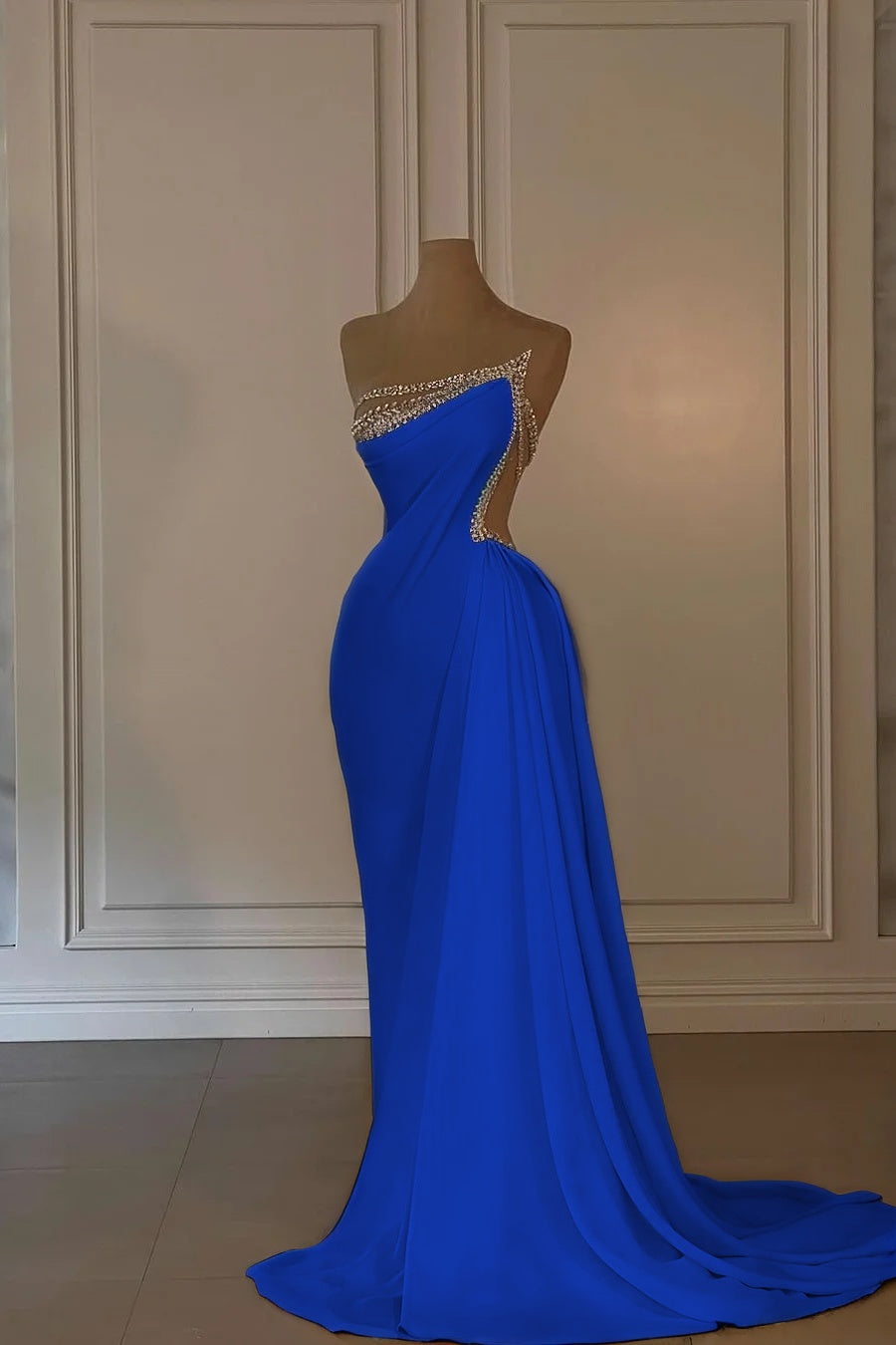 Fabulous Daffodil Asymmetric Sleeveless Ruched Patchwork Evening Dress