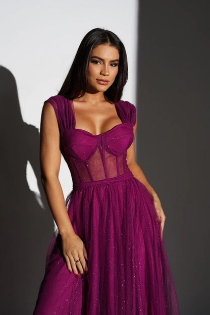 Tulle Long A-Line Prom Dress Sleeveless