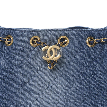 Washed Denim Quilted Mini Chanel 25 Handbag Blue