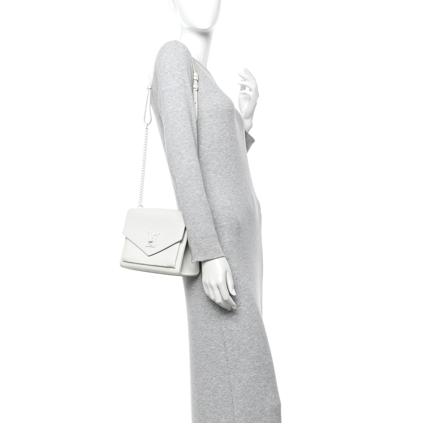 Soft Calfskin Mylockme Chain Bag BB White