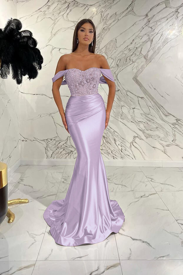 Gorgeous Mermaid Sequins Prom Dress With Beads Pleated Off-The-Shoulder