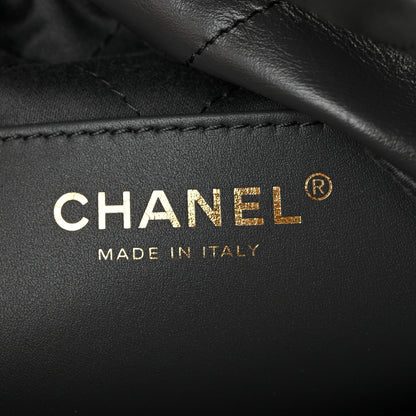 Shiny Calfskin Quilted Mini Chanel 22 Dark Grey