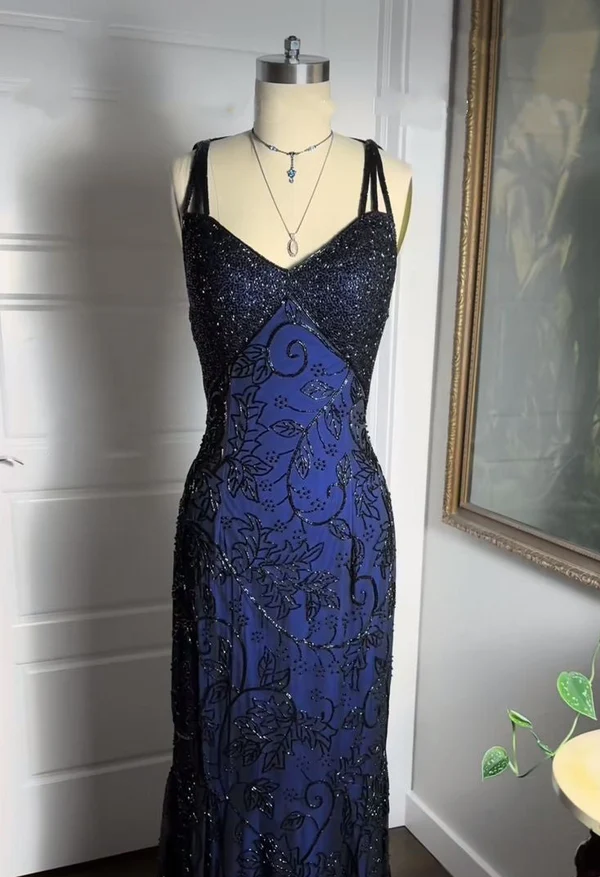Beaded Vintage Long Prom Party Dresses Formal Dress Graduation Dress fg8354