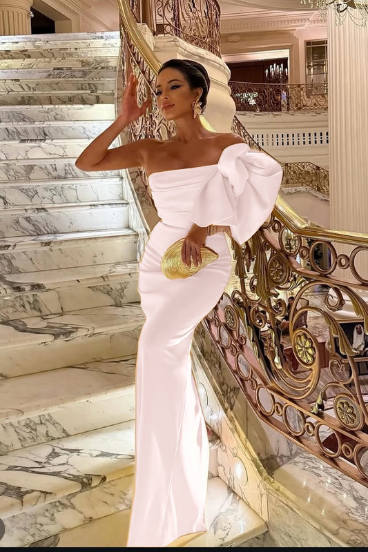 Sleeveless Strapless Mermaid Prom Dress With Bow