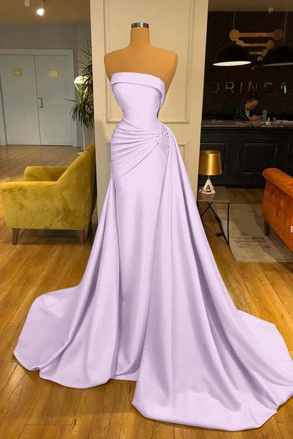 Strapless Baby Blue Elegant Mermaid Evening Dress Long With Ruffle