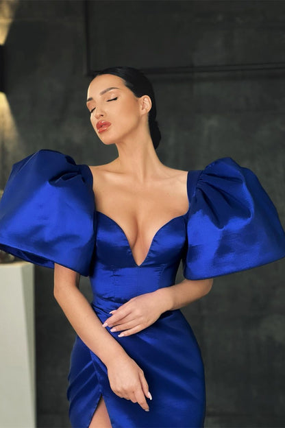 Mermaid Royal Blue Prom Dress With Slit