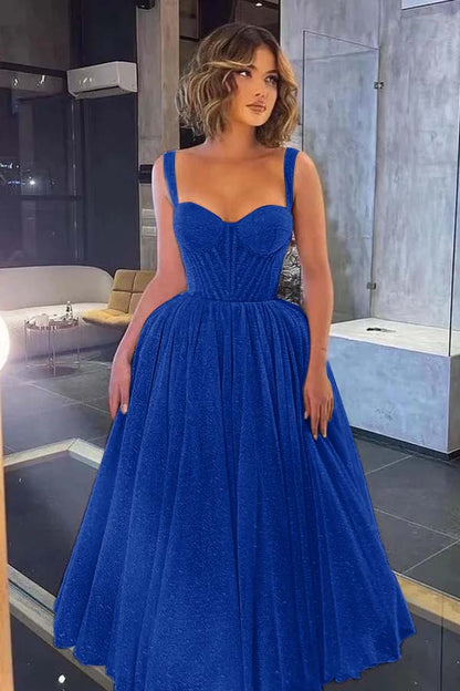 Gorgeous Spaghetti-Strap Sweetheart Sequins Prom Dress With Tulle