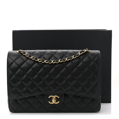 Caviar Quilted Maxi Double Flap Black