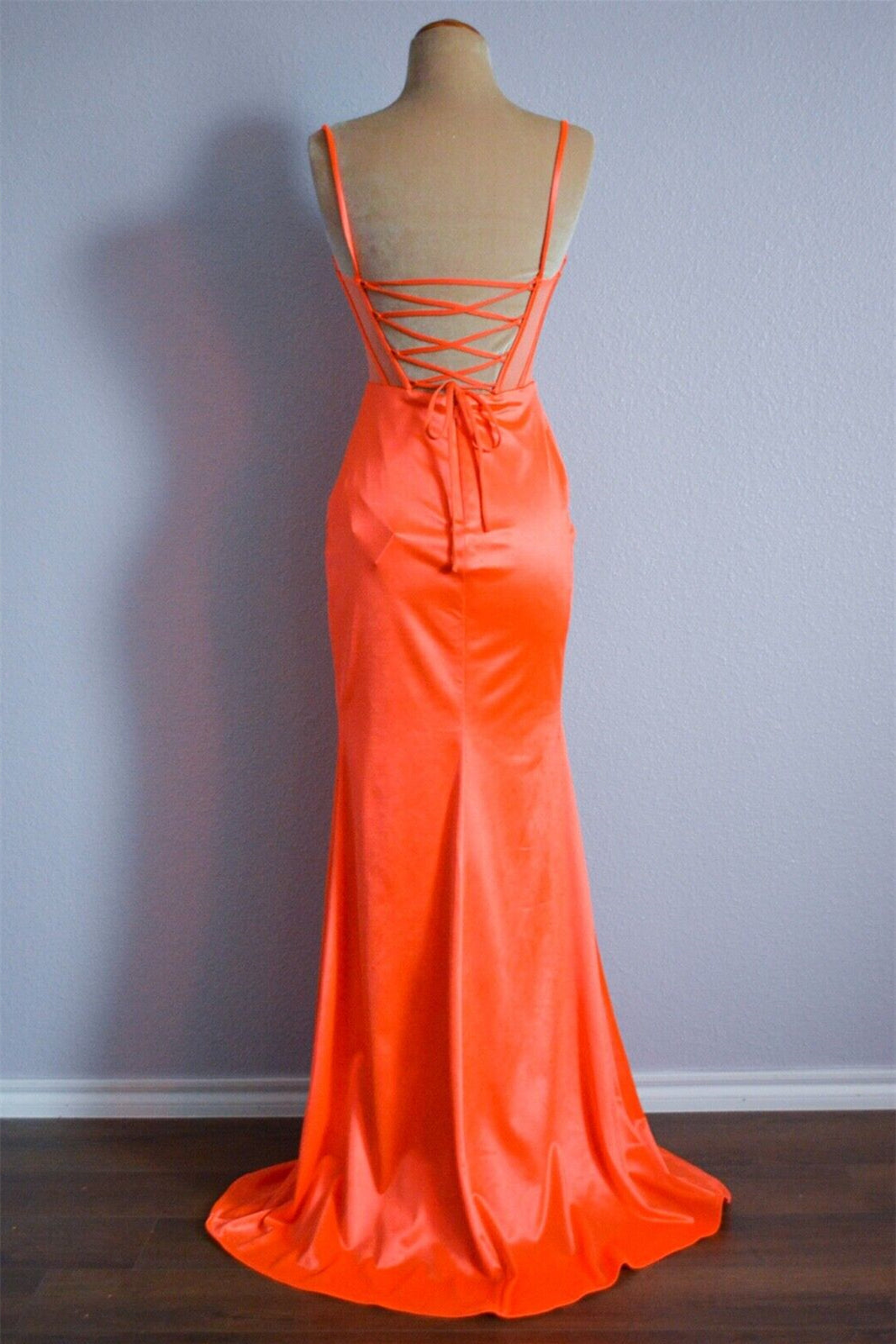 Satin Mermaid Sweetheart Straps Party Prom Dress With Slit