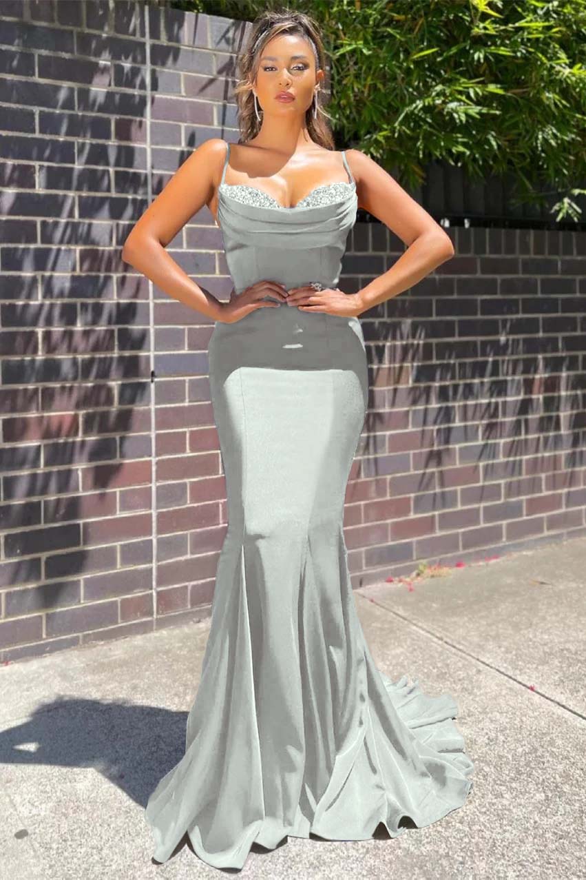 Long Spaghetti-Straps Mermaid Prom Dress