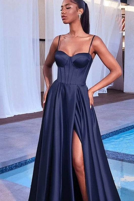 Pink Sleeveless Spaghetti Strap Sweetheart A-Line Prom Dress