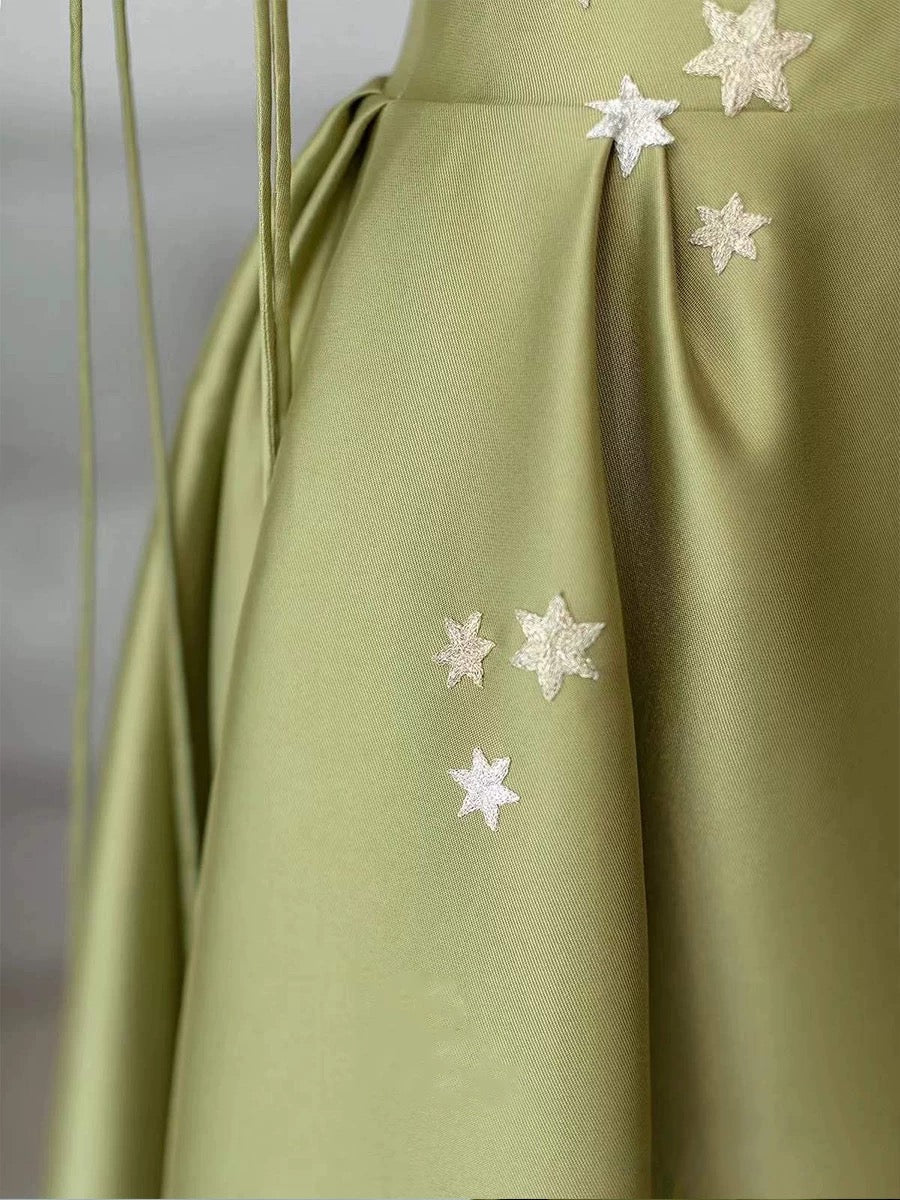 Simple A Line Straps Dark Green Satin Prom Dress P1468