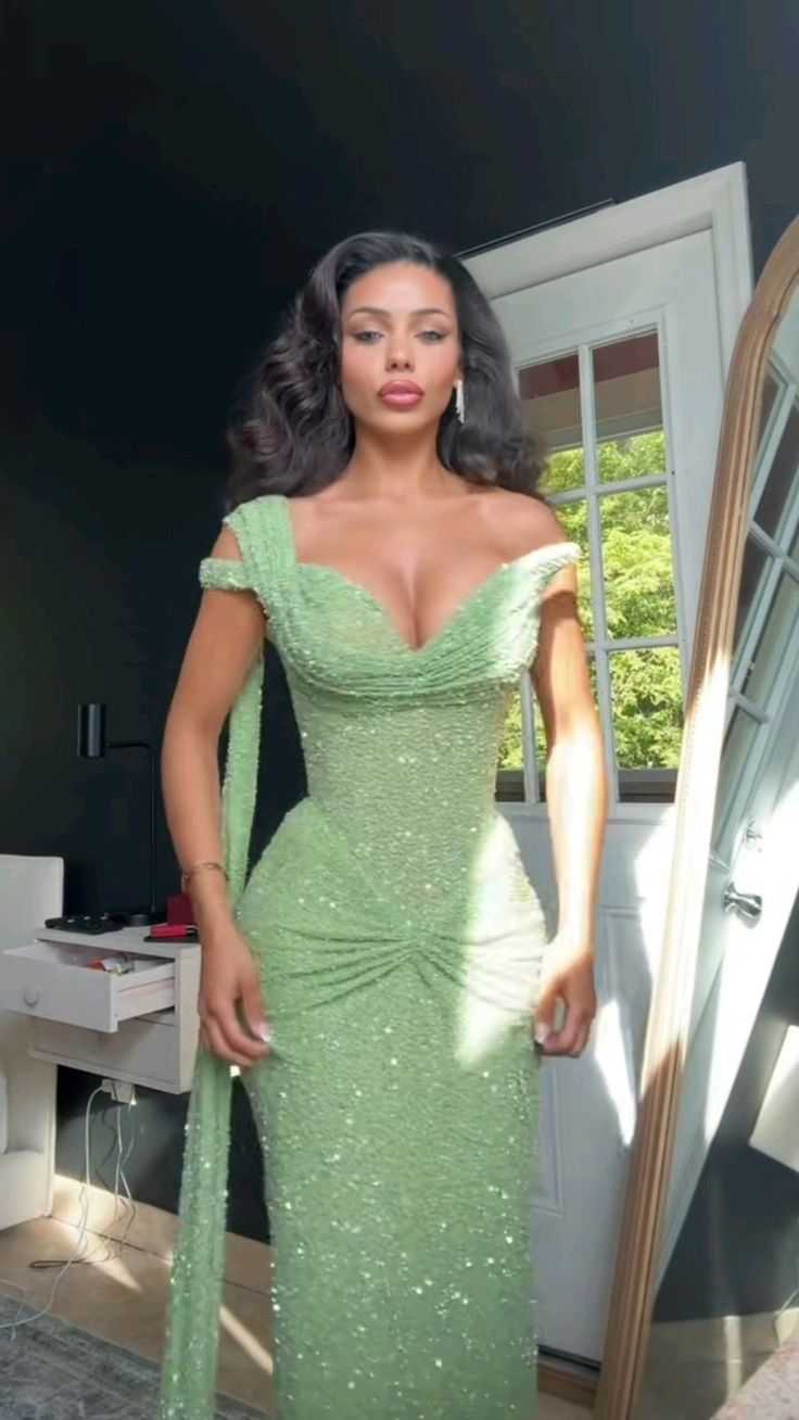 Green Elegant Long Party Dress Prom Dress New Arrive Mermaid Evening Dress   fg8020