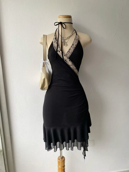 Sexy Halter Birthday Outfit Short Evening Dress Short Party Dress Cocktail Dresses   fg8061